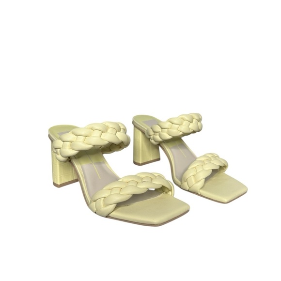 Dolce Vita Womens Paily Heels Leather Braided Sandal Lemon Creme Stella Size 6.5 - Picture 9 of 14
